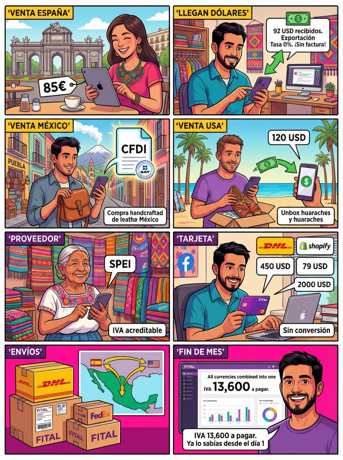 Historieta: El viaje de Diego con e-commerce global